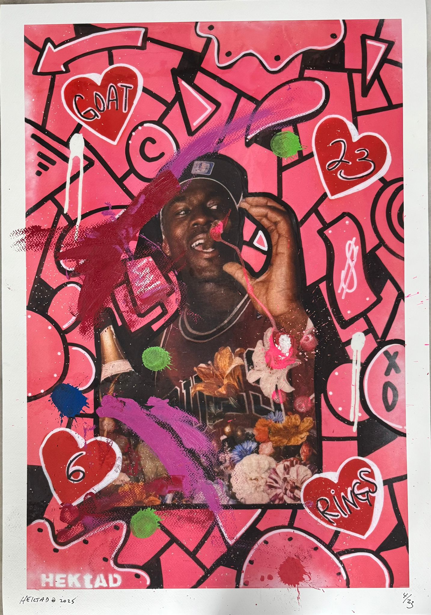 Giclée-Druck – handverziert (rosa Druck)
